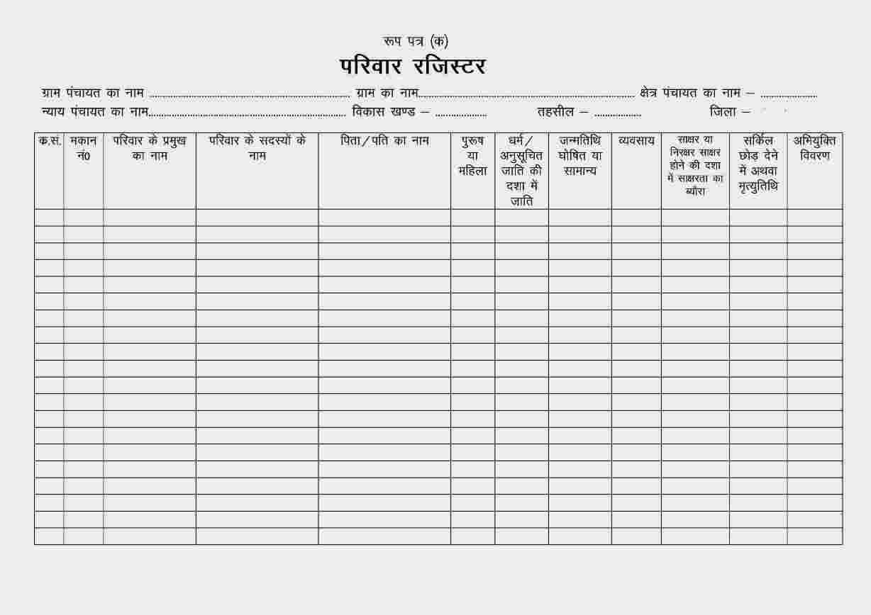 Parivar Register Nakal PDF | कुटुंब रजिस्टर नक़ल डाउनलोड करे