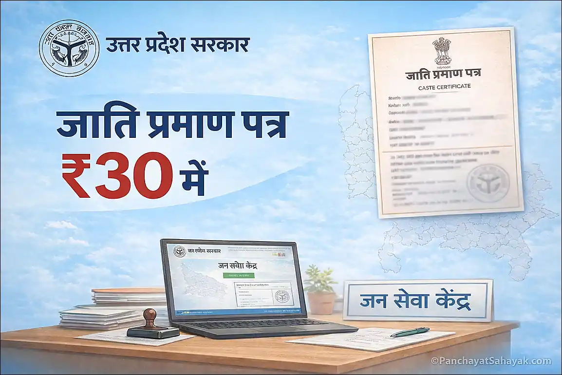 “₹30 में जाति प्रमाण पत्र UP – PanchayatSahayak.com official guide featured image”